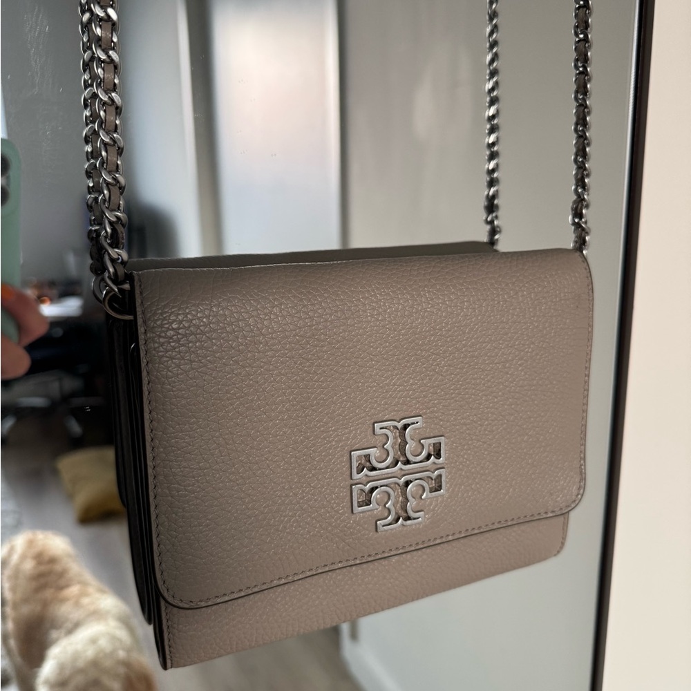 Tory Burch Taupe Leather Crossbody Bag - Picture 3 of 13